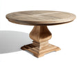 Mesas de jardín de madera 120x120x76 cm - marrón claro - diseño redondo con pedestal clásico