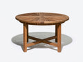 Mesas de jardín de madera 120x120x74 cm - marrón natural - mesa redonda con tablero radial