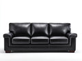 Sofás 3 plazas de cuero sintético negro 215x92x88 cm - brazos rectos acolchados - diseño contemporáneo para salón