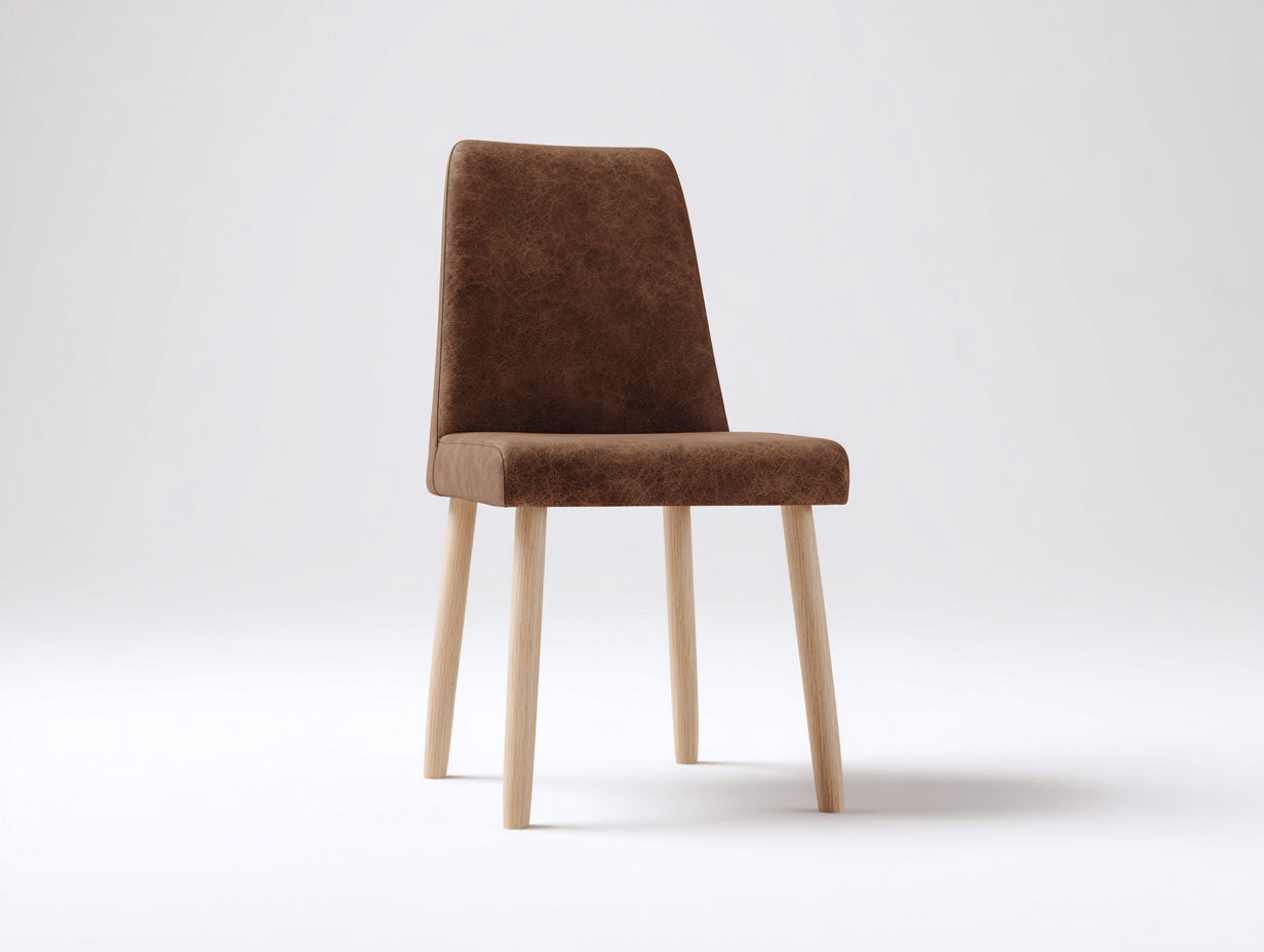Sillas de comedor tapizadas de piel sintética 48x55x84 cm - marrón y natural - respaldo acolchado sin brazos
