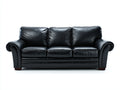 Sofás 3 plazas de cuero sintético 210x90x88 cm - Negro - Diseño clásico con reposabrazos curvos