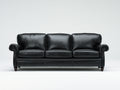 Sofás 3 plazas tapizado efecto cuero 220x88x85 cm - negro - reposabrazos curvos