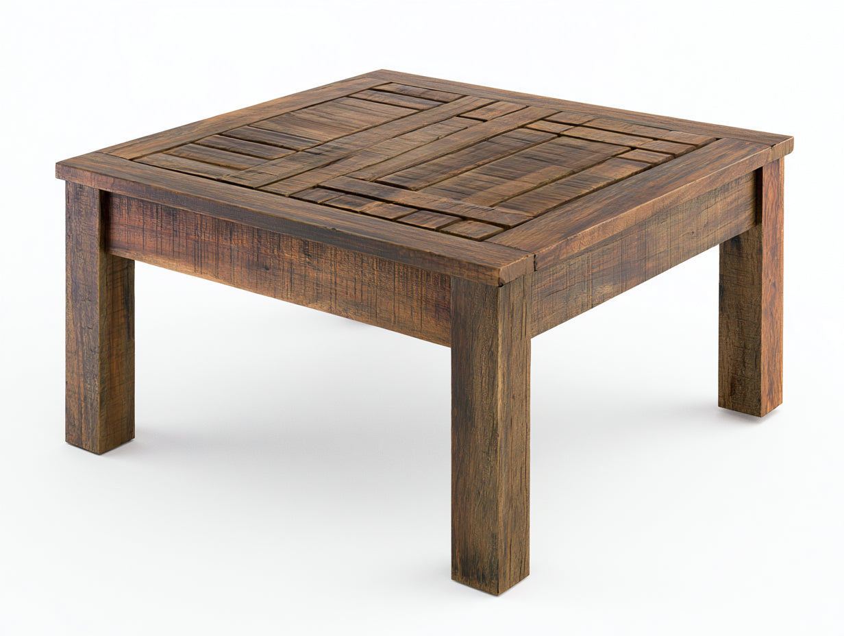 Mesas de jardín de madera maciza 100x100x75 cm - marrón rústico - diseño cuadrado para exterior
