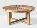 Mesas de jardín de madera 130x130x75 cm - marrón natural - diseño redondo de lamas con refuerzo cruzado