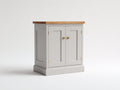 Aparadores de madera 90x40x90 cm - Blanco y madera natural - 2 puertas con tiradores dorados