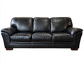 Sofás 3 plazas de cuero sintético 215x92x90 cm - Negro - Diseño clásico acolchado