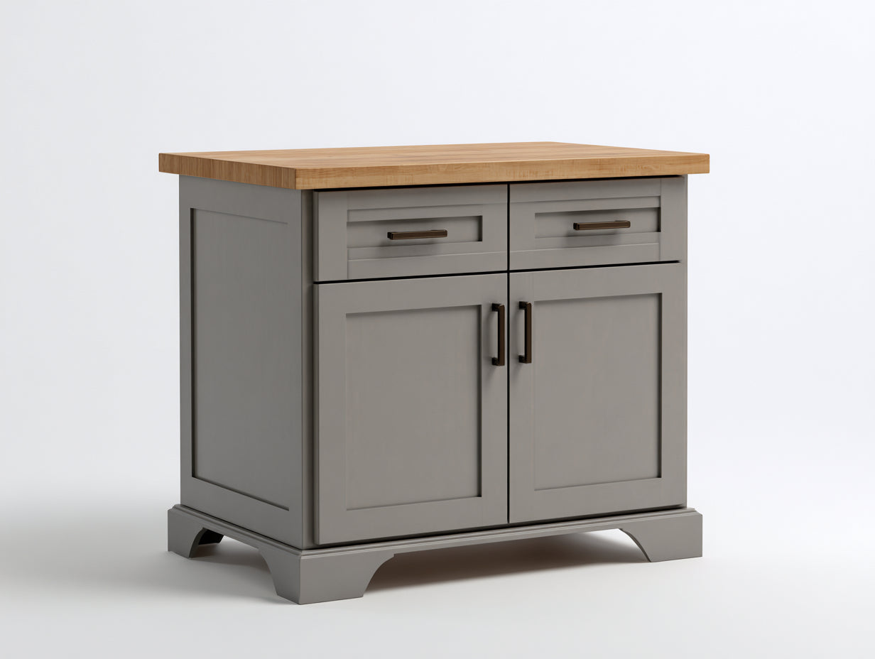 Aparadores de madera de ingeniería con 2 cajones y 2 puertas 100x45x88 cm - gris taupe-madera natural - para comedor