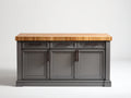 Aparadores de madera con 3 puertas y 3 cajones 150x45x85 cm - gris oscuro y madera natural - diseño clásico para salón