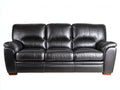 Sofás 3 plazas tapizado efecto piel 210x92x90 cm - negro - diseño acolchado para salón