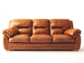 Sofás 3 plazas de cuero sintético 220x95x92 cm - Marrón cognac - Diseño clásico acolchado
