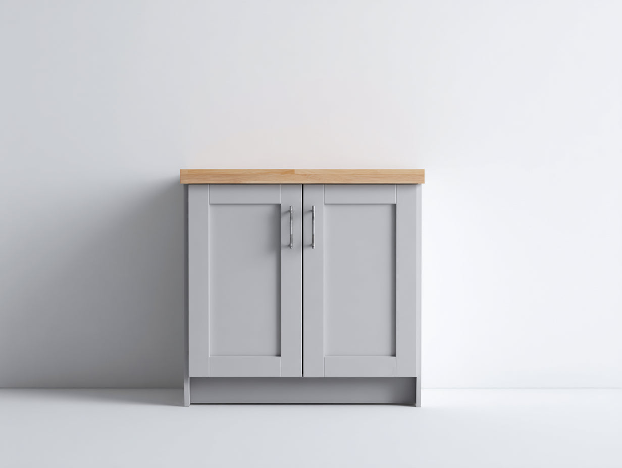 Aparadores de madera de ingeniería con 2 puertas 80x35x80 cm - gris claro-madera natural - para comedor