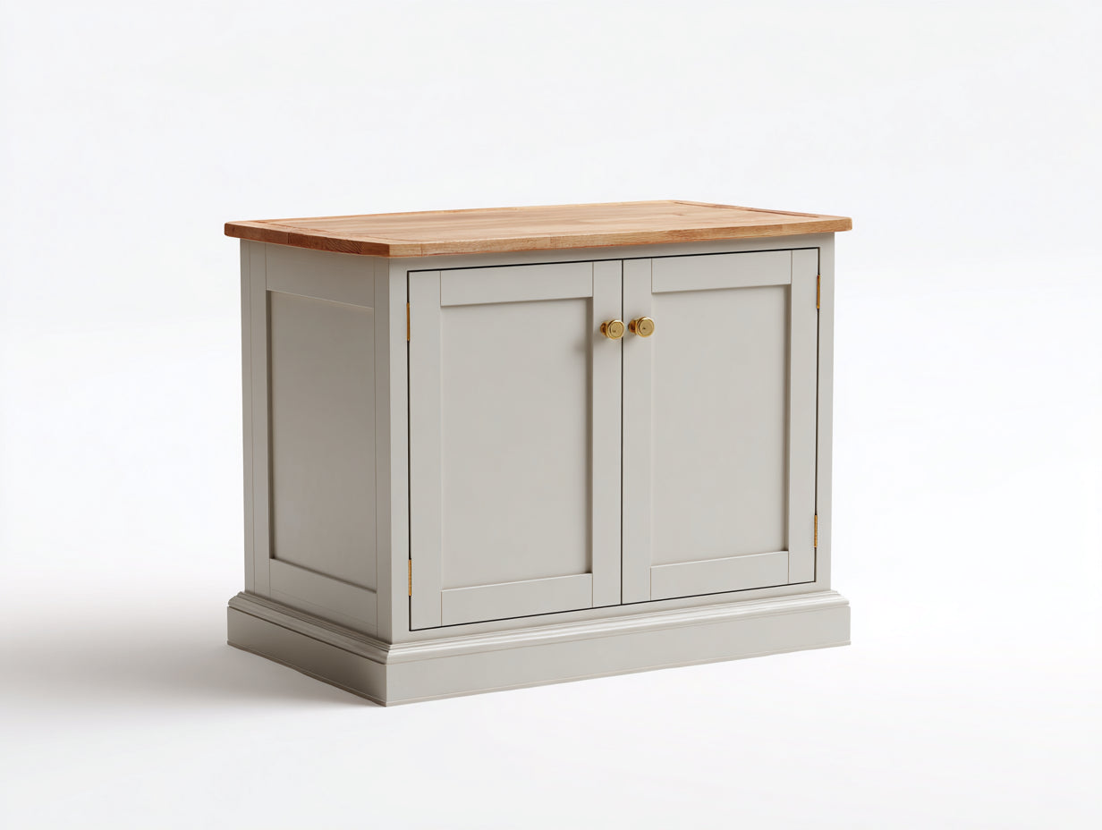 Aparadores de madera con 2 puertas 100x45x78 cm - blanco crema y madera natural - estilo rústico para salón