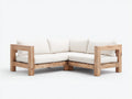 Sofás de exterior de madera 220x220x75 cm - Marrón natural y blanco - Diseño esquinero para jardín