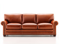 Sofás de 3 plazas de cuero marrón 210x95x90 cm - marrón - diseño clásico con reposabrazos enrollados