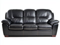 Sofás de 3 plazas de cuero sintético 200x90x95 cm - negro - diseño clásico con reposabrazos acolchados