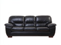 Sofás 3 plazas tapizado efecto piel 205x90x86 cm - negro - diseño acolchado para salón